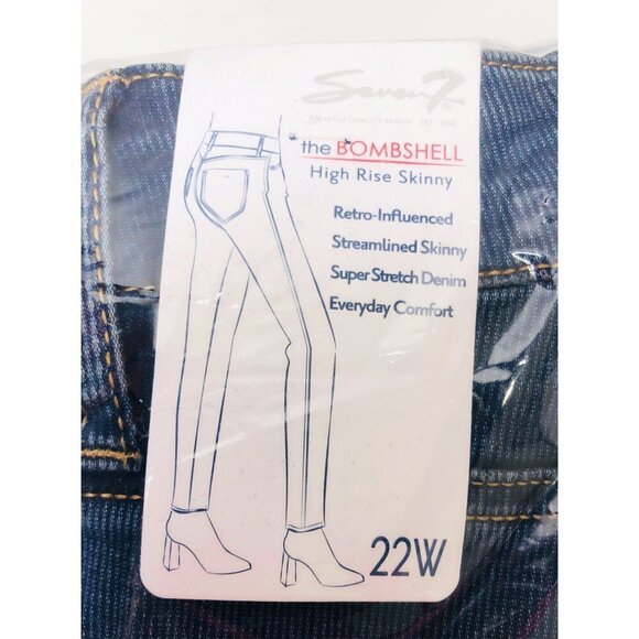 Seven7 Womens High Rise Med Wash Stretch Skinny Jeans Plus Size 22W New - Picture 9 of 13